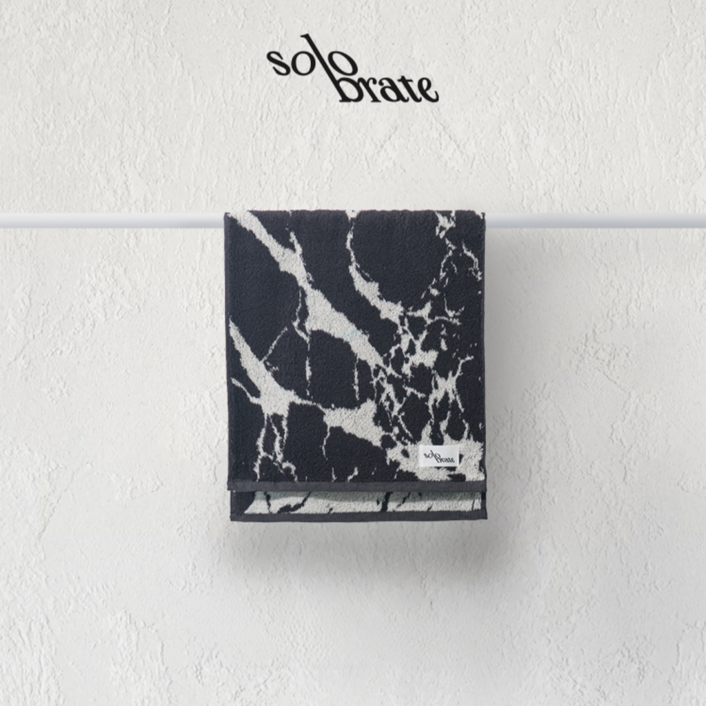 100% Cotton Marble Pattern Face Towel - Black