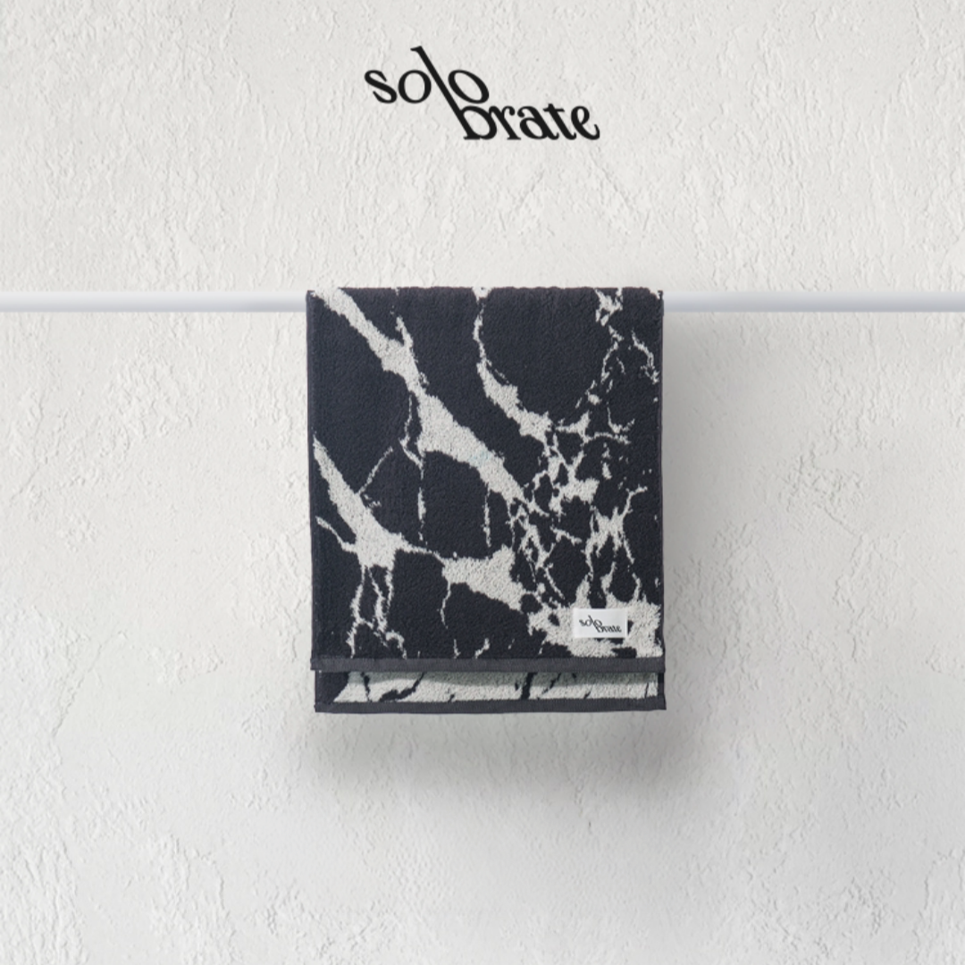 100% Cotton Marble Pattern Face Towel - Black