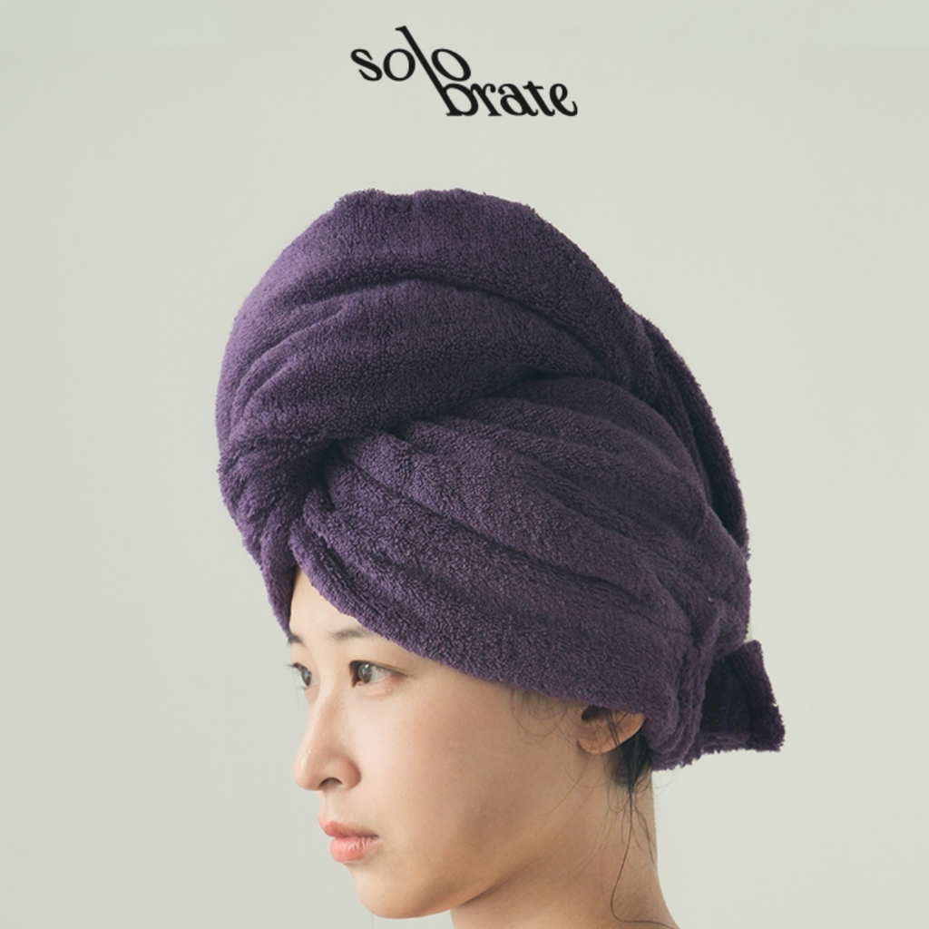 Solid Color Cotton Hair Towel Wrap - Purple