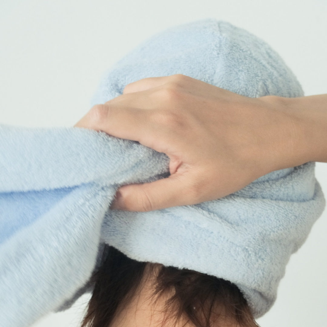 Solid Color Cotton Hair Towel Wrap - Blue