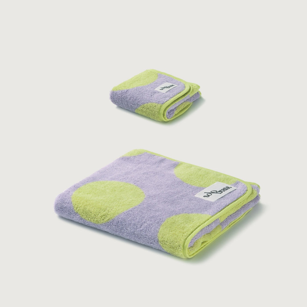 Polka Dot Cotton Towel Gift Set | Bath Towel & Hand Towel Gift Box