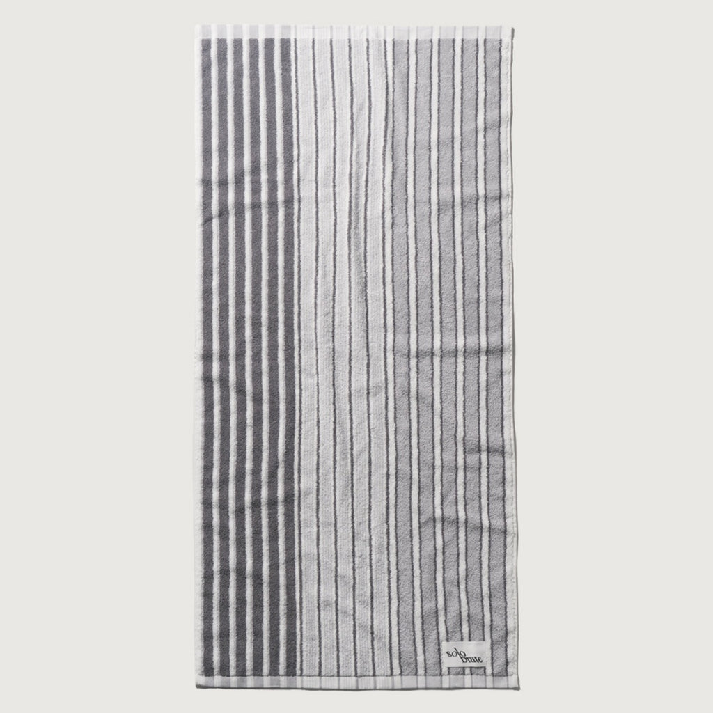 Striped Cotton Bath Towel - Gray