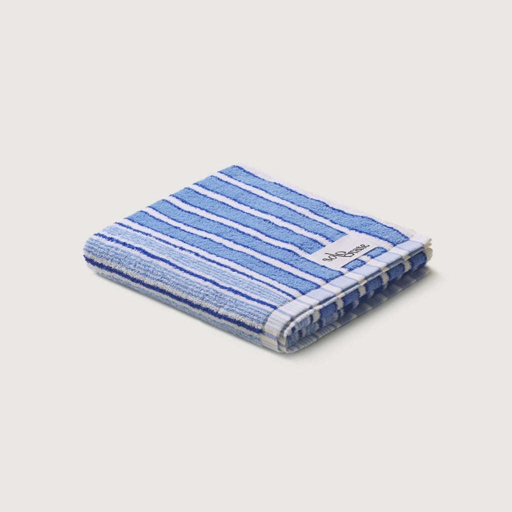 Striped Cotton Bath Towel - Blue