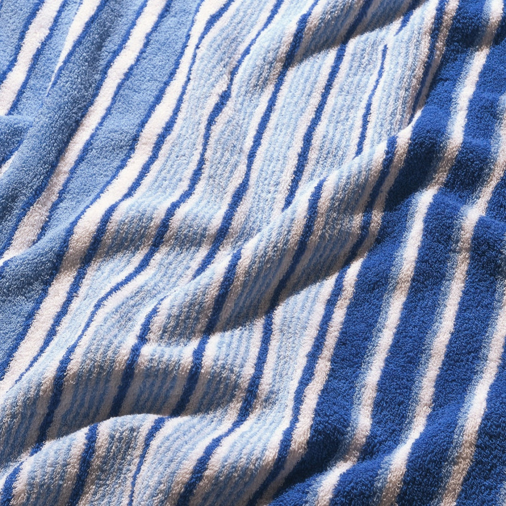 Striped Cotton Bath Towel - Blue