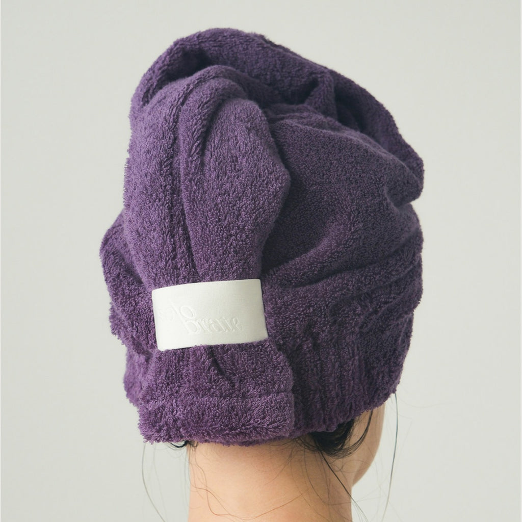 Solid Color Cotton Hair Towel Wrap - Purple