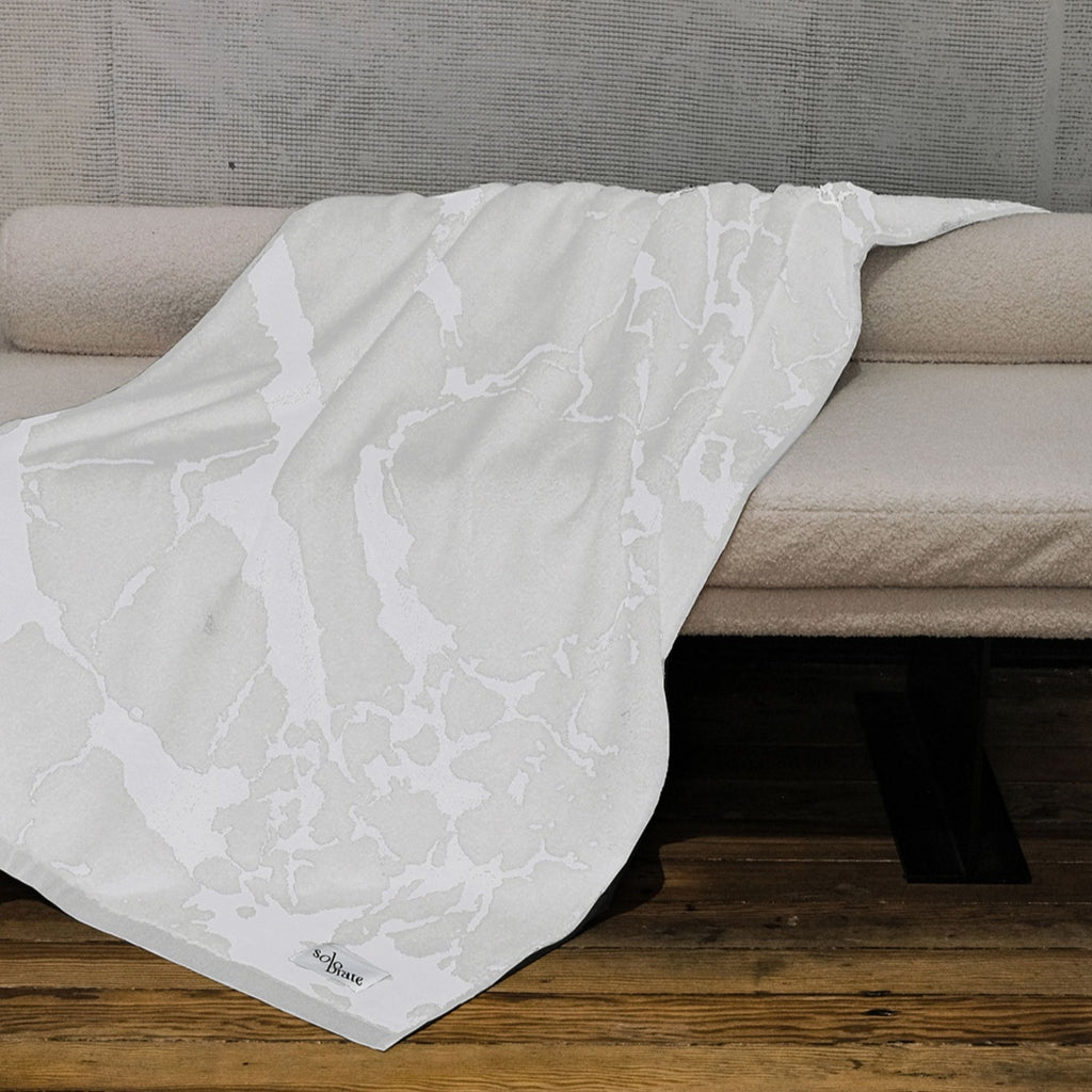 Luxury Marble Pattern Cotton Bath Towel - White