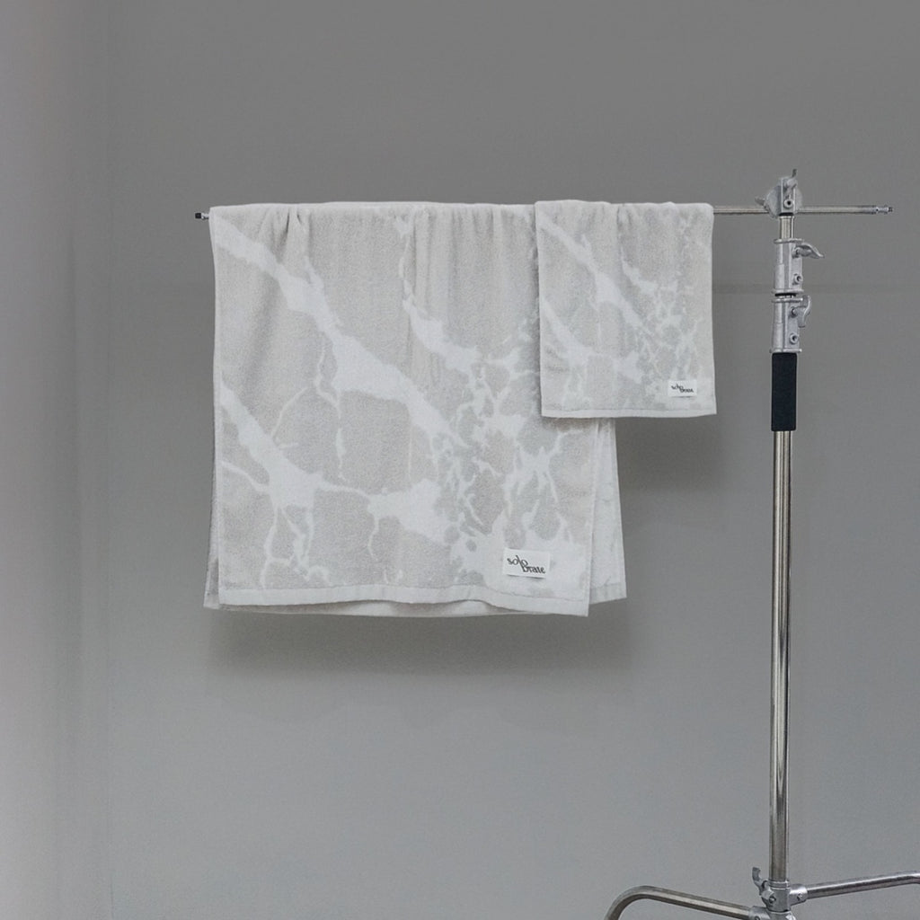 Luxury Marble Pattern Cotton Bath Towel - White