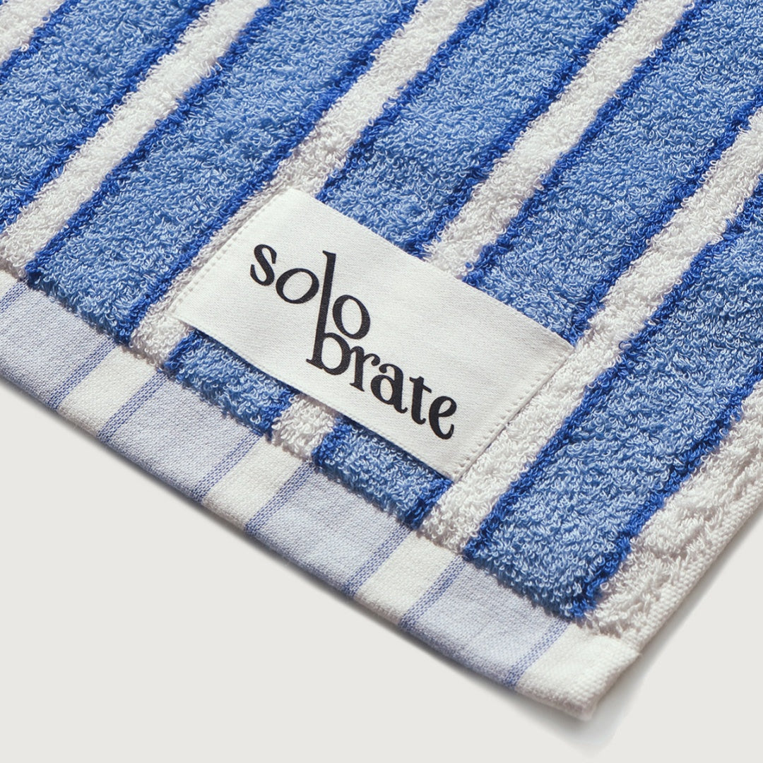 Striped Cotton Bath Towel - Blue
