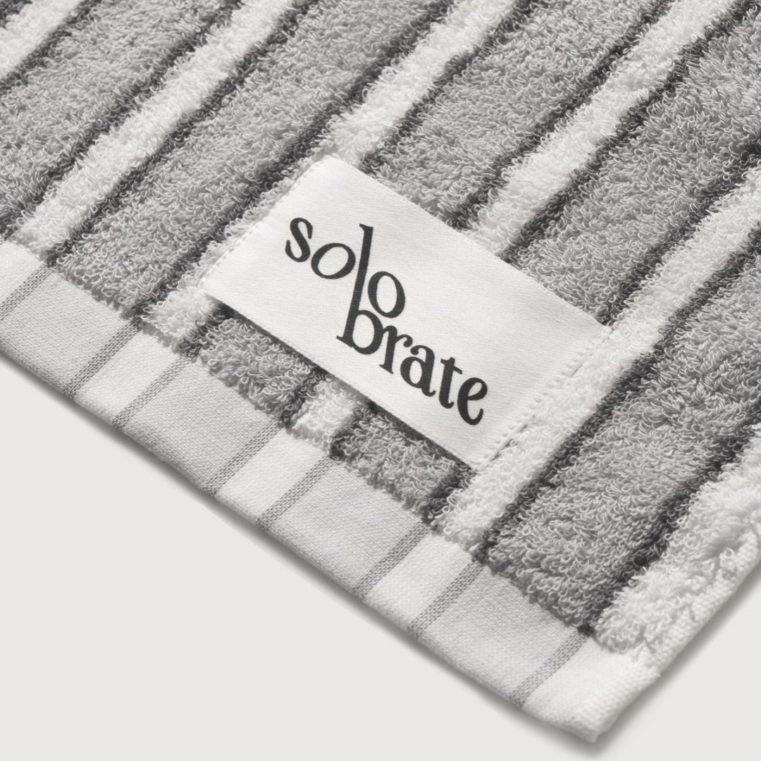 Striped Cotton Bath Towel - Gray