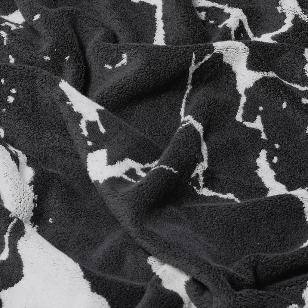 Luxury Marble Pattern Cotton Bath Towel - Black