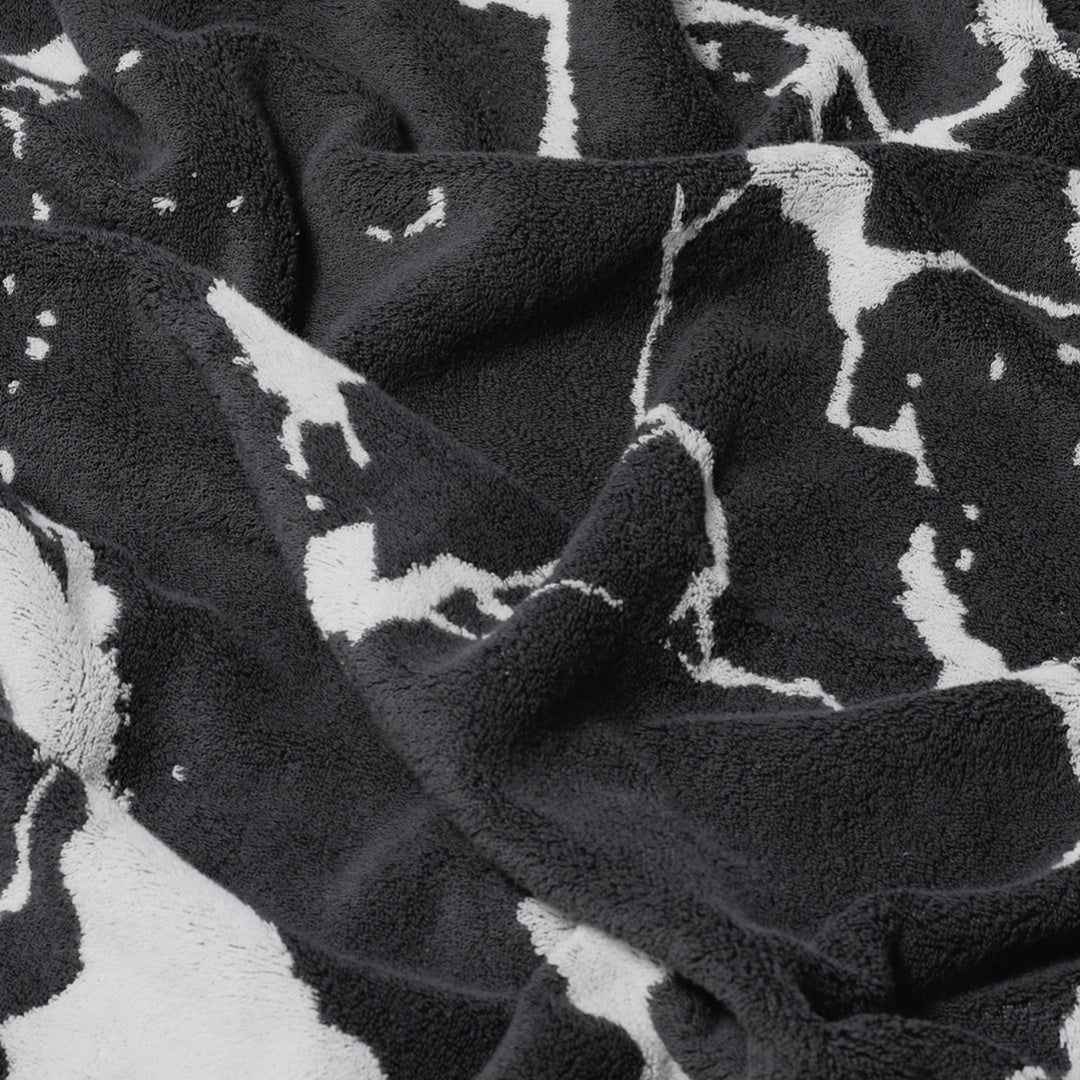 Luxury Marble Pattern Cotton Bath Towel - Black
