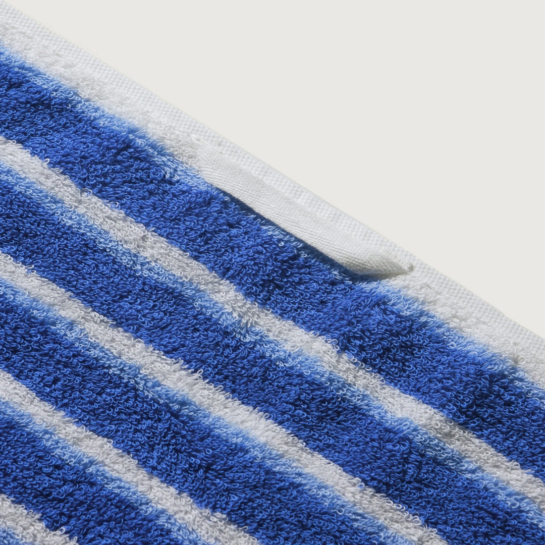 Striped Cotton Bath Towel - Blue