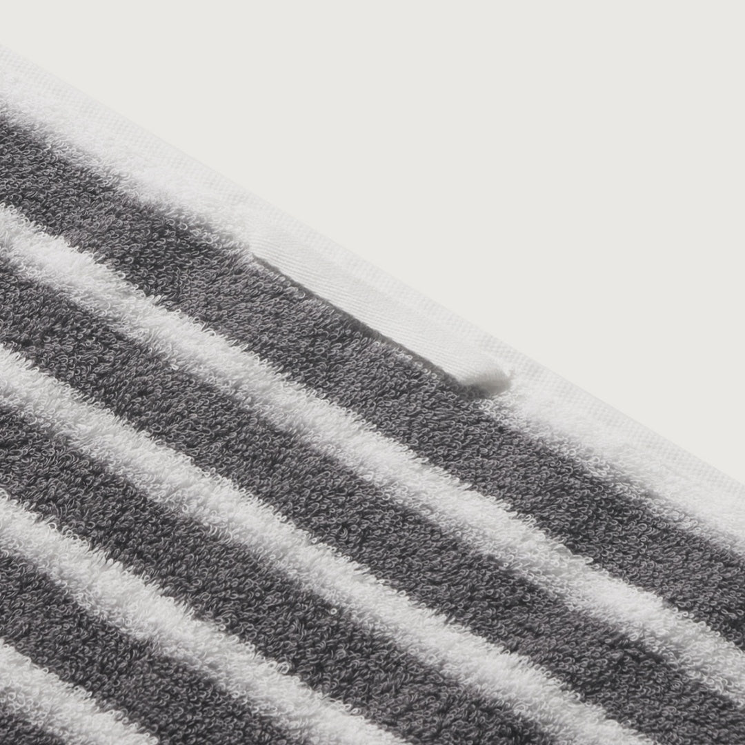 Striped Cotton Bath Towel - Gray