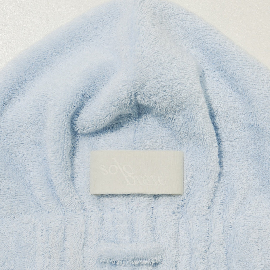 Solid Color Cotton Hair Towel Wrap - Blue