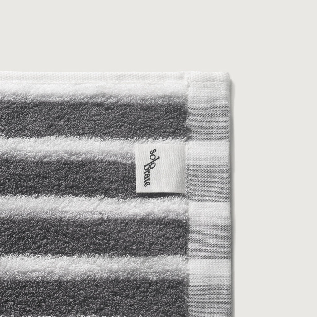 Striped Cotton Bath Towel - Gray