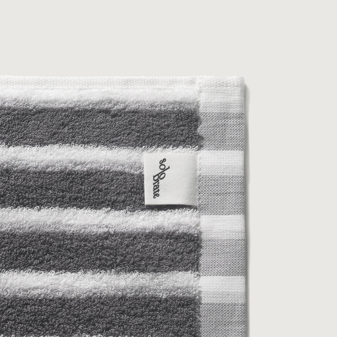 Striped Cotton Bath Towel - Gray