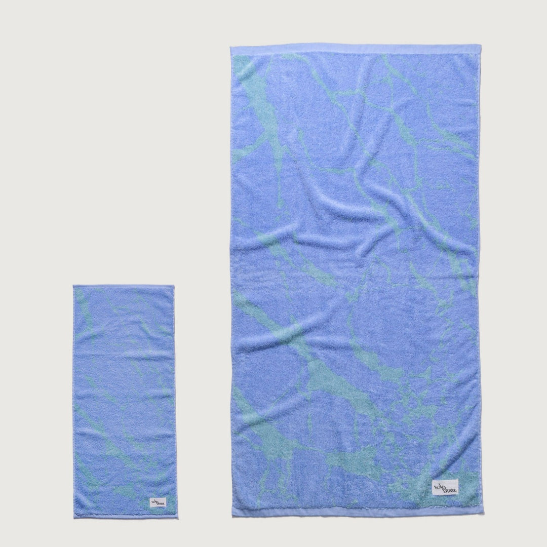 100% Cotton Marble Pattern Face Towel - Blue
