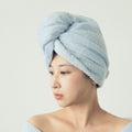 Solid Color Cotton Hair Towel Wrap - Blue