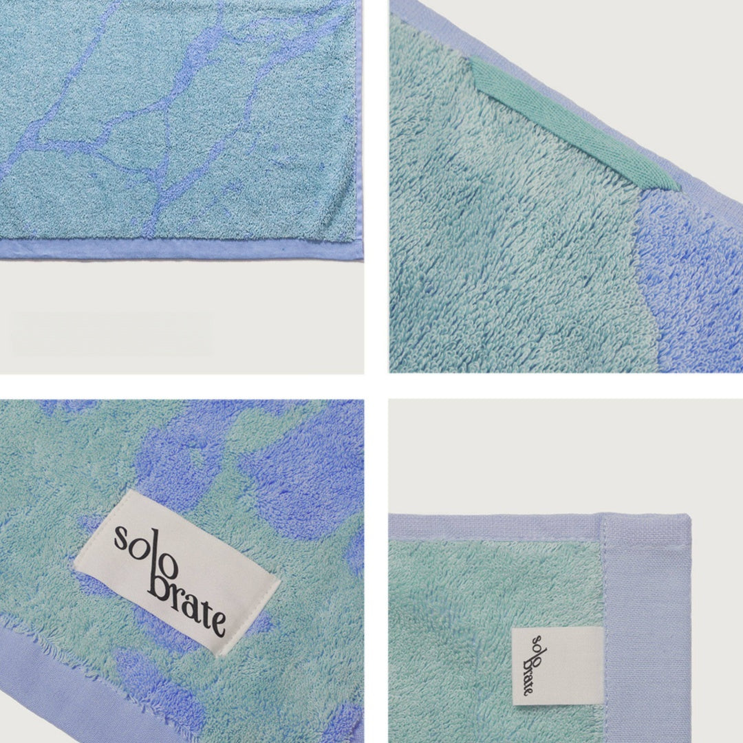 100% Cotton Marble Pattern Face Towel - Blue