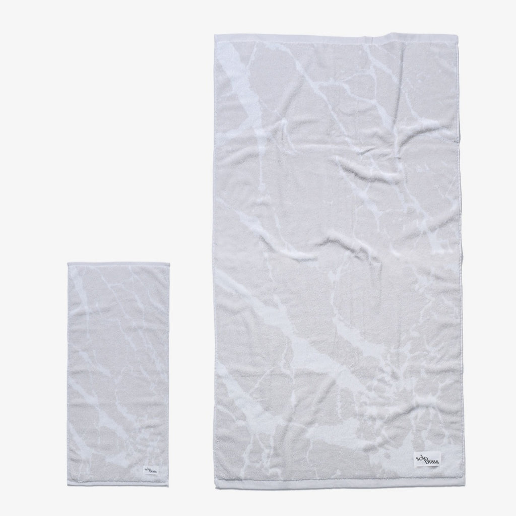 100% Cotton Marble Pattern Face Towel - White