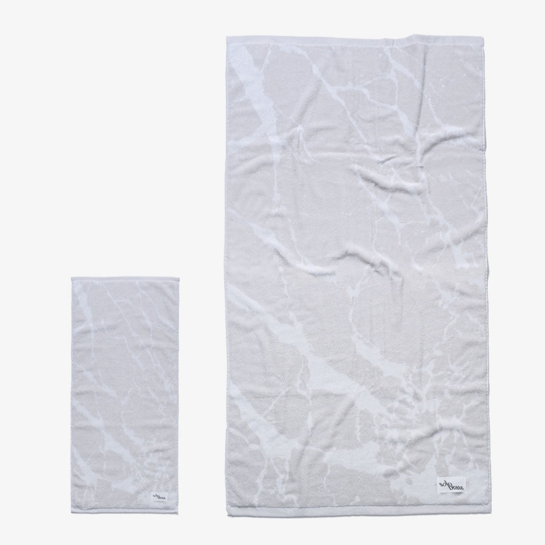 100% Cotton Marble Pattern Face Towel - White