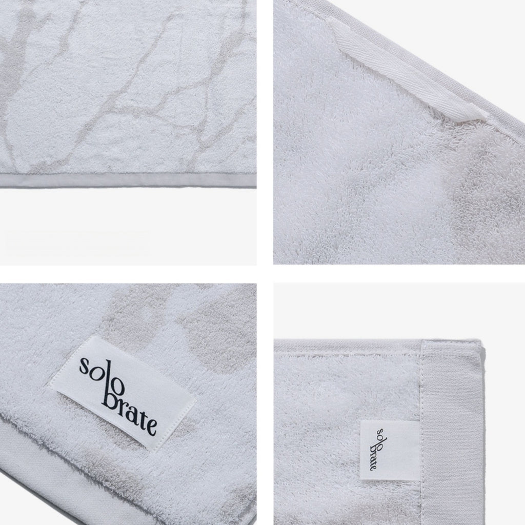 100% Cotton Marble Pattern Face Towel - White