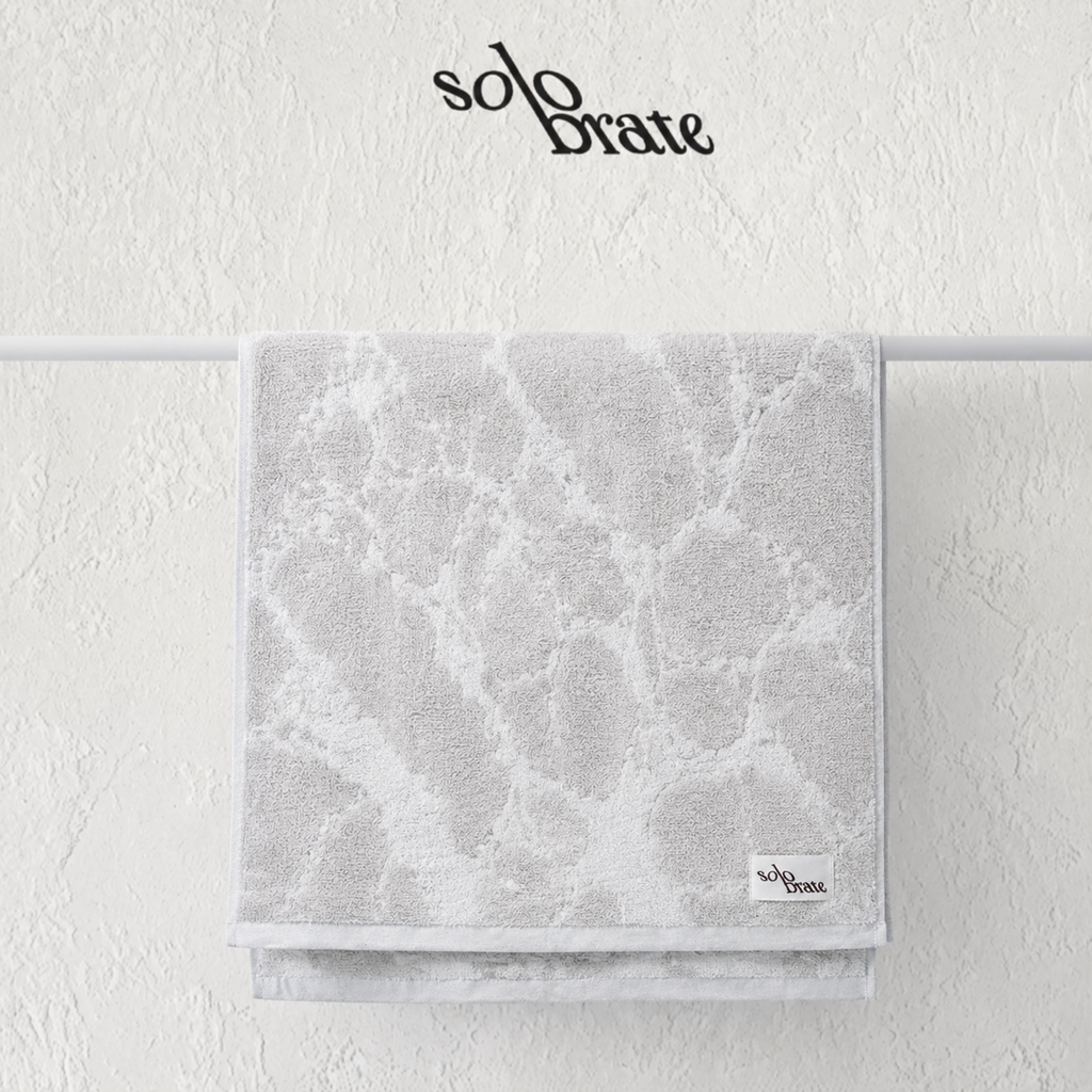 Luxury Marble Pattern Cotton Bath Towel - White