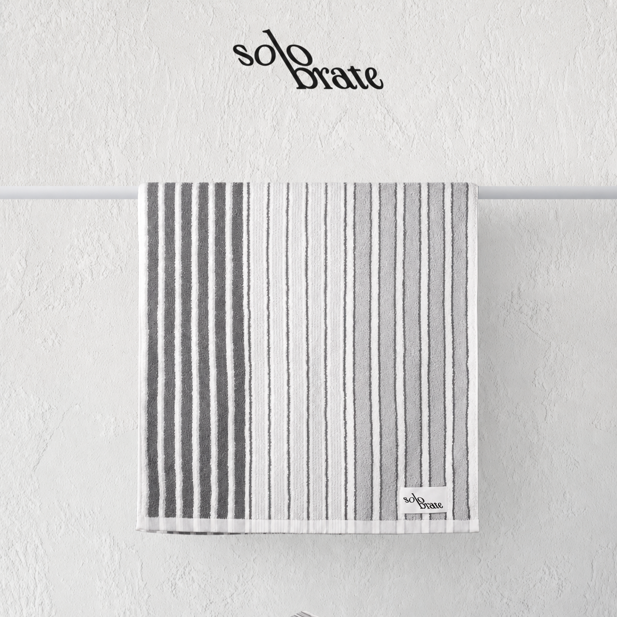 Striped Cotton Bath Towel - Gray