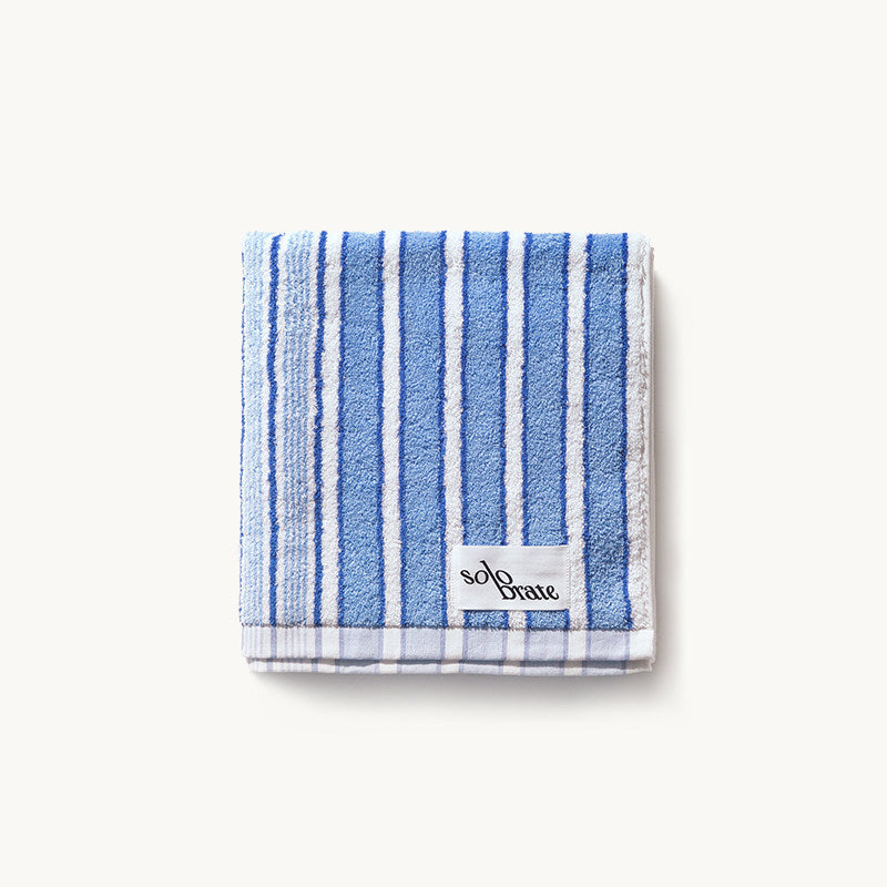 Striped Cotton Bath Towel - Blue