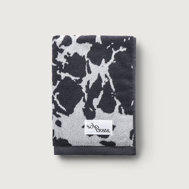 Luxury Marble Pattern Cotton Bath Towel - Black