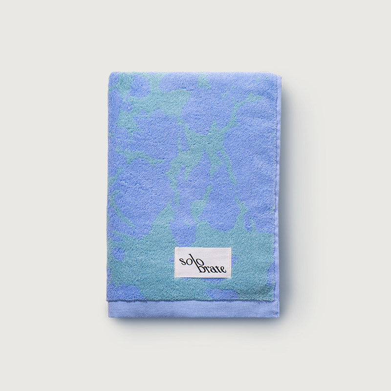 Luxury Marble Pattern Cotton Bath Towel - Blue